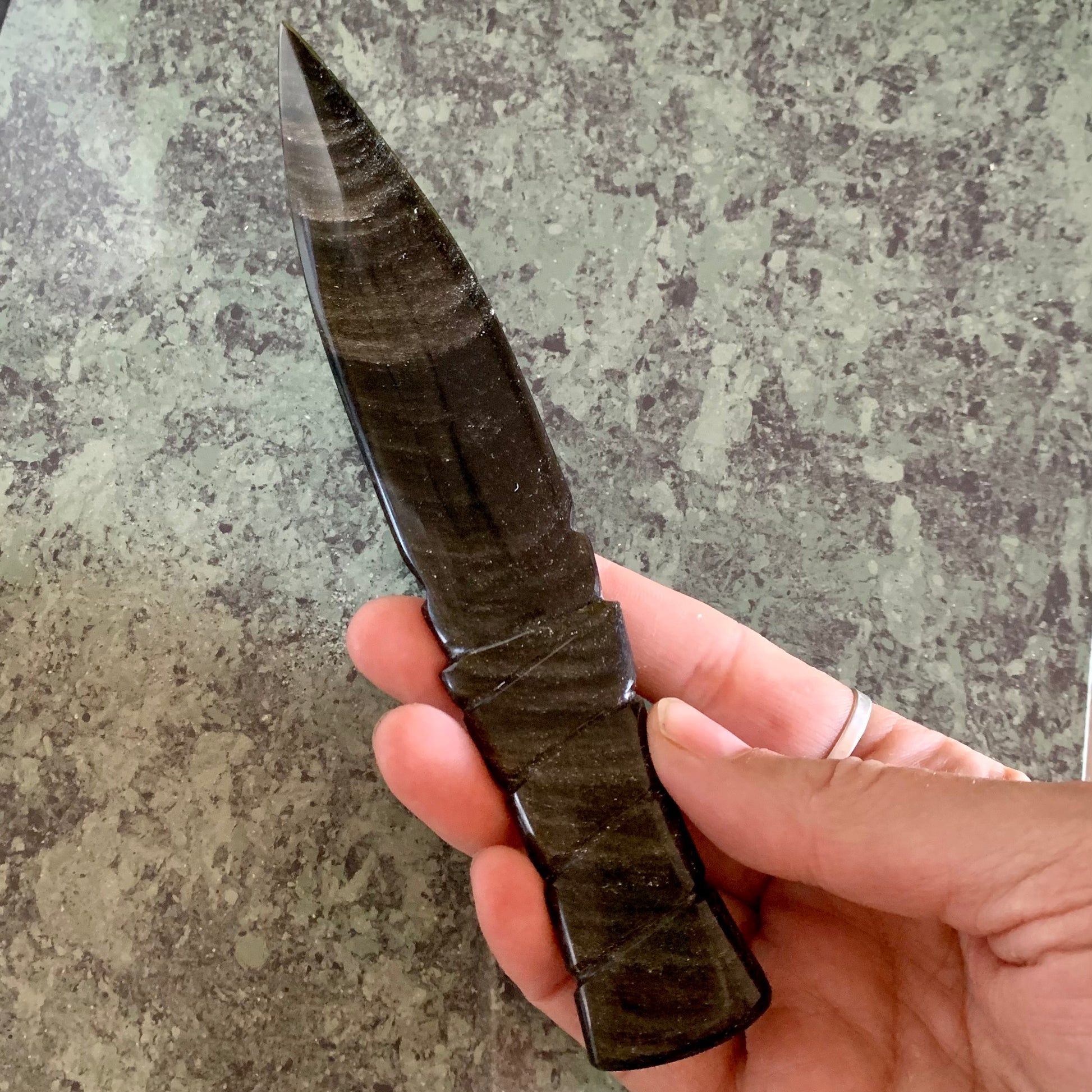 Gold Sheen Obsidian ceremonial dagger with reflective blade