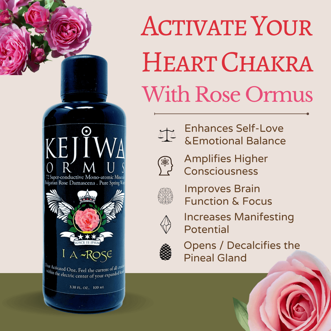 Rose Ormus bottle with benefits in pink design