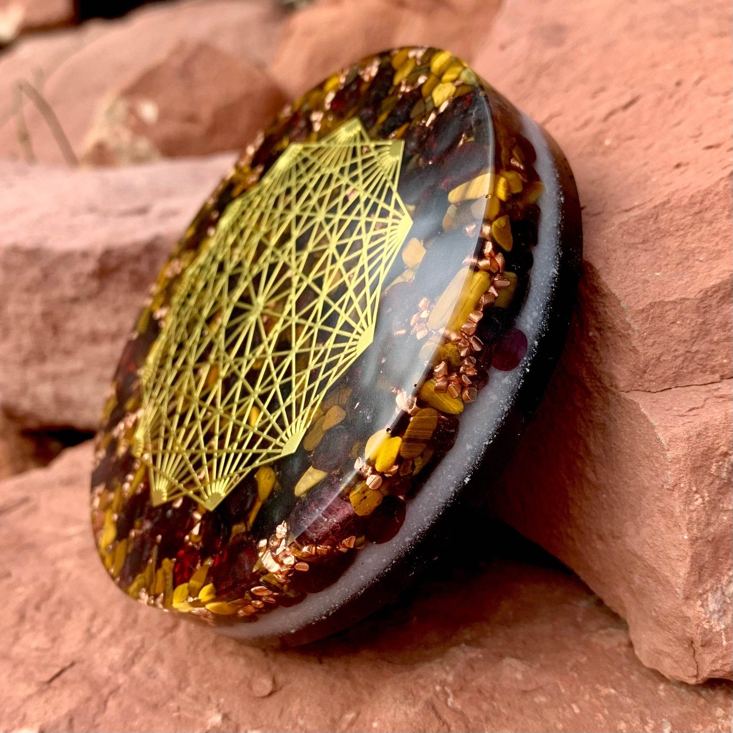 Rooted Resilience Orgonite Altar Plate 4" - Kejiwa Alchemy