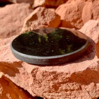 Shungite altar plate with sacred geometric design symbols