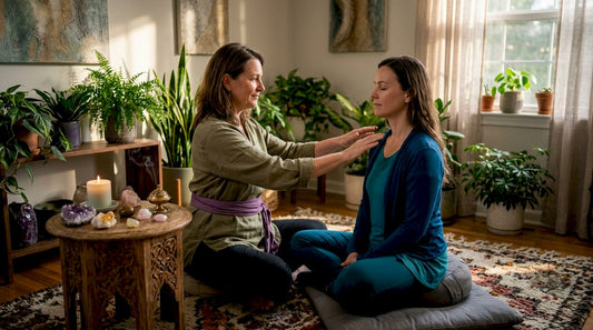 Practitioner conducting Reiki energy healing session