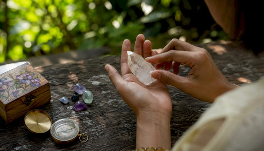 Person holding crystal against wrist for test