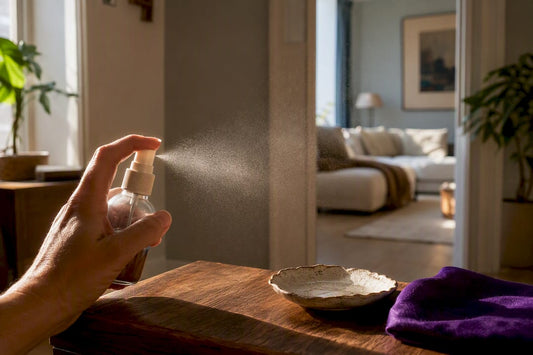 Hand misting a shared living room