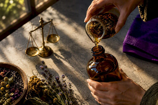 Maker bottling a small-batch botanical tincture