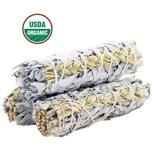 White Sage with Sweetgrass bundles 4"