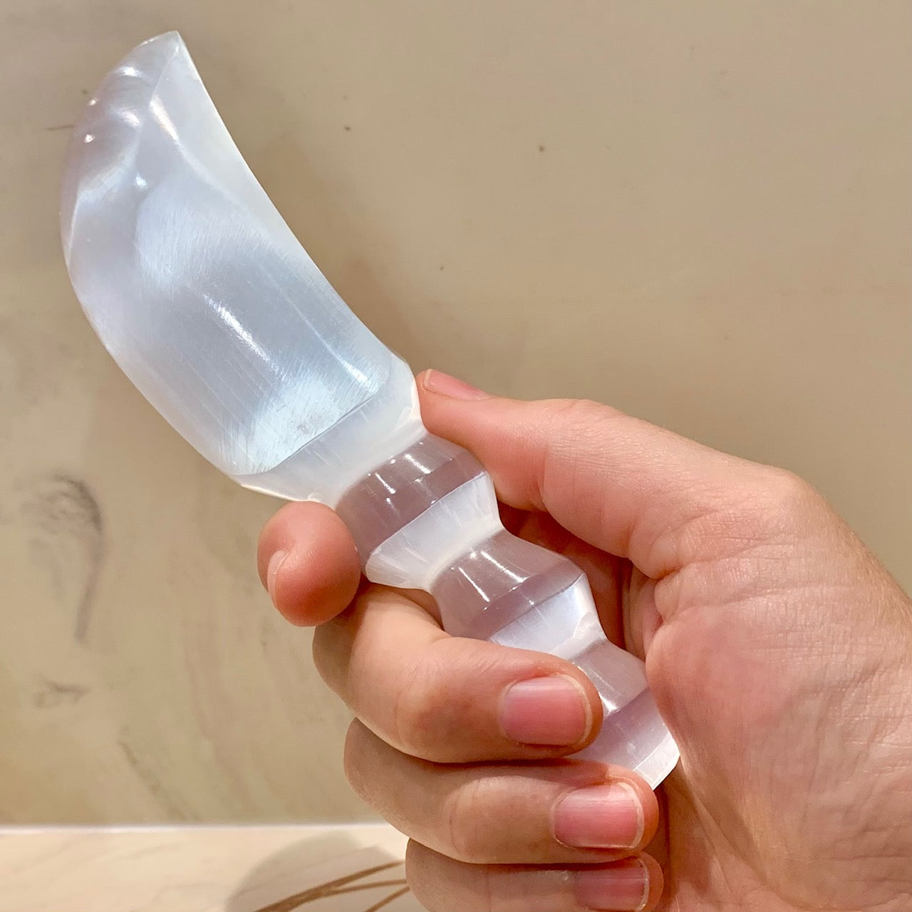 Selenite Athame Cord Cutting Dagger