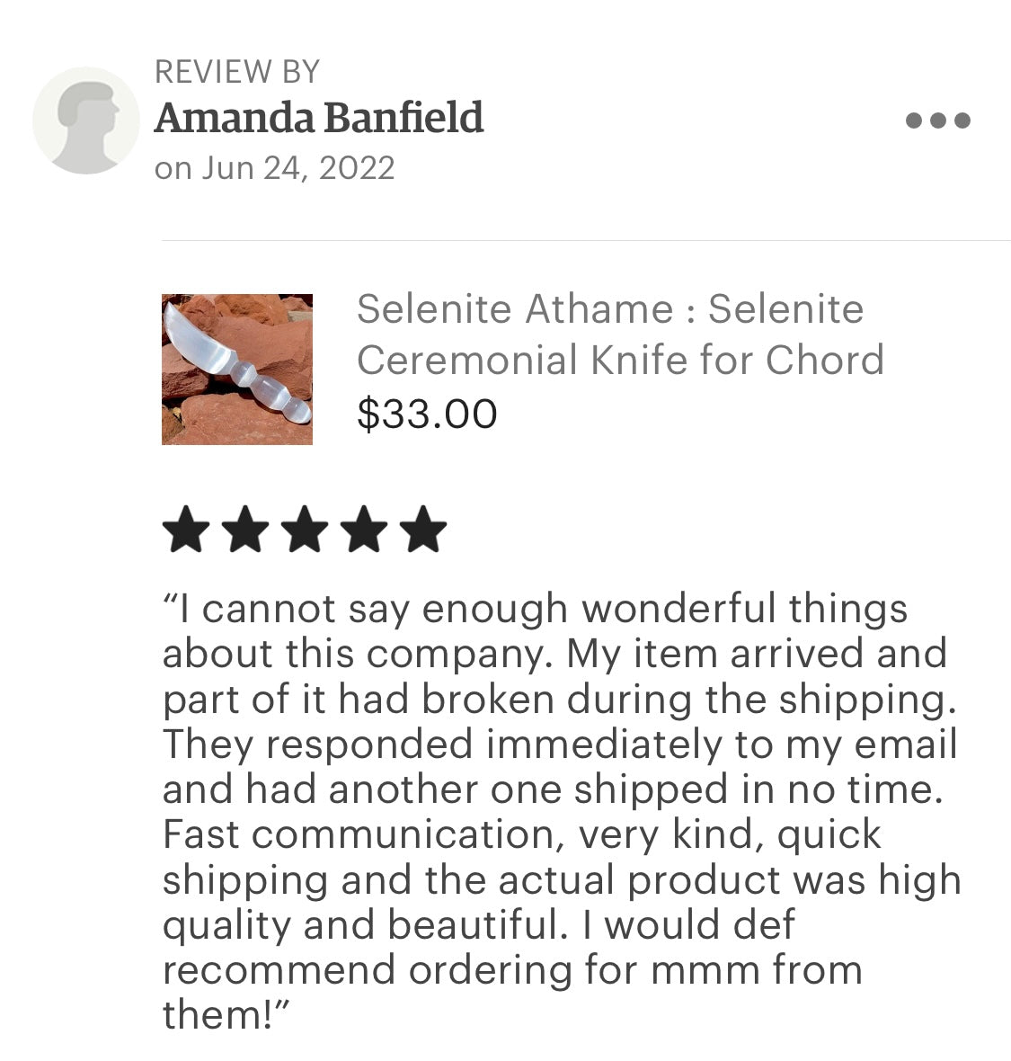 Selenite Athame: Ceremonial Dagger 9"