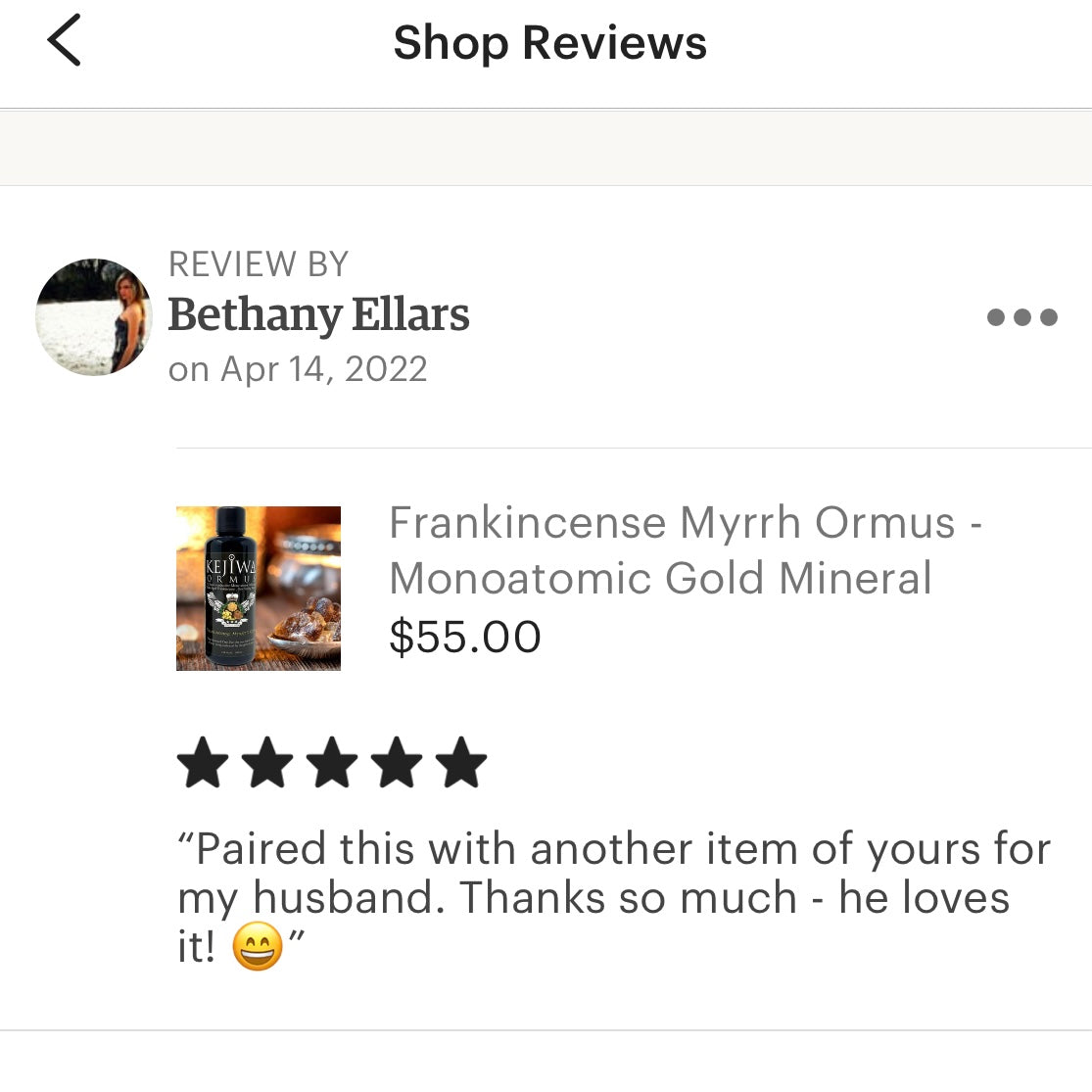 Frankincense, Myrrh & Gold Ormus